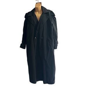 London Fog Vintage Men's Dark Black Trench Coat with Removable Liner